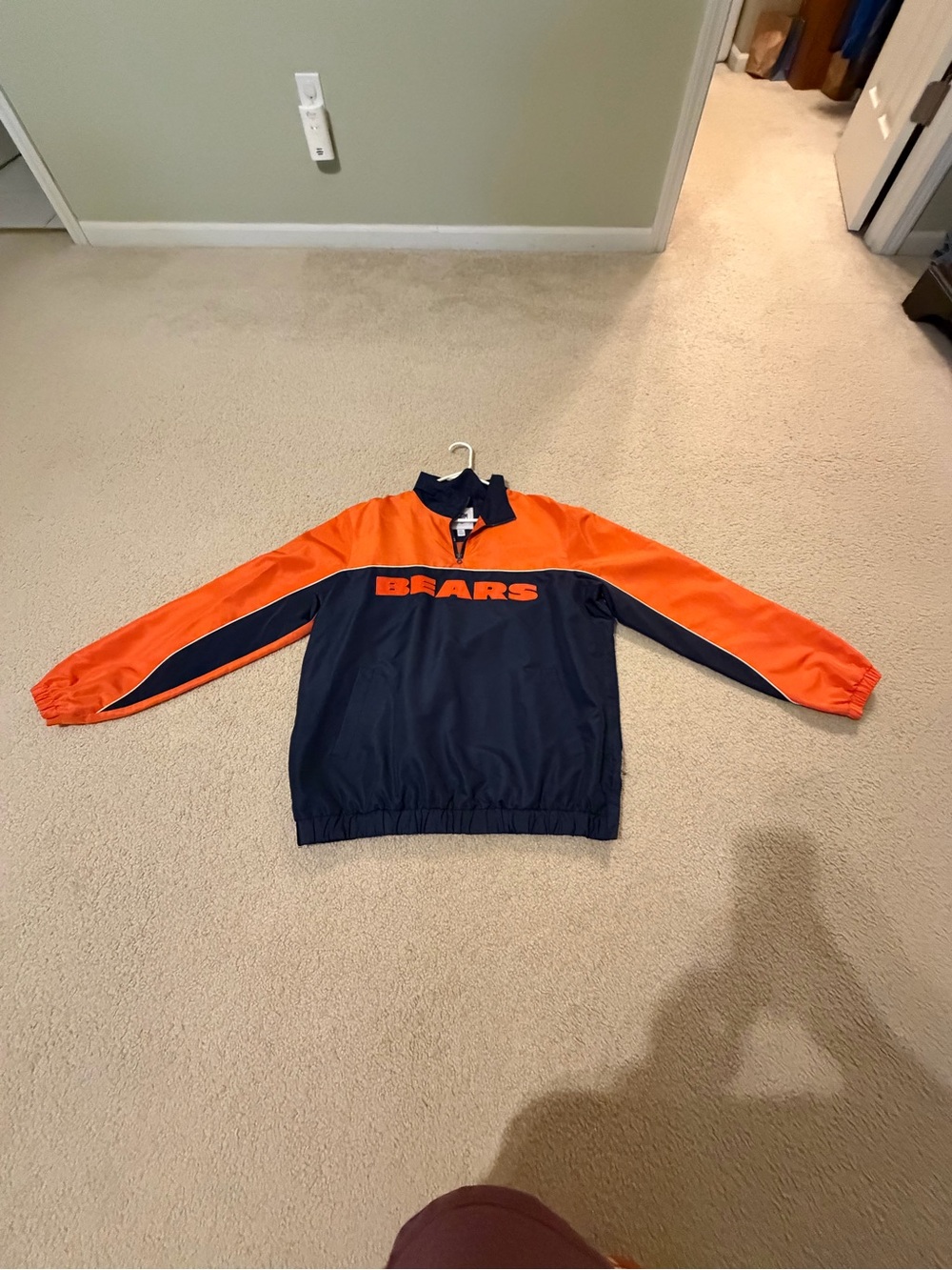 Large NFL vintage Chicago Bears Pullover Navy Jacket Windbreaker